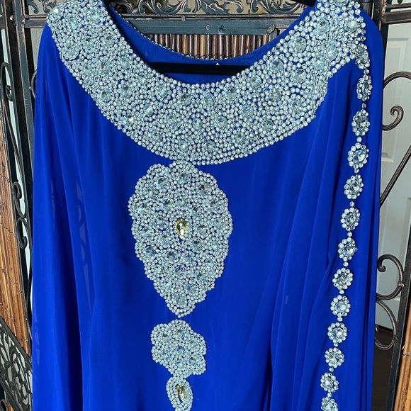 Royal Blue Formal Kaftan Dress - Picture 3 of 3